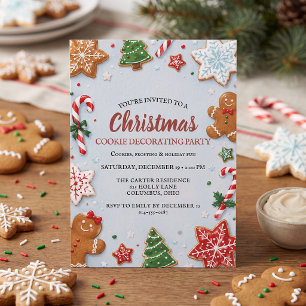 Christmas Cookie Decorating Party Watercolor Invitation