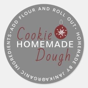 Christmas Cookie Dough Homemade Script Ornament Classic Round Sticker