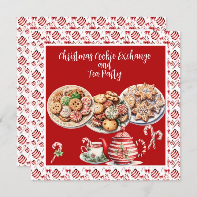 Christmas Cookie Exchange and Tea Party Invitation (Front/Back)