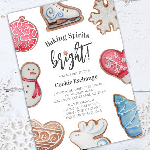 Christmas Cookie Exchange Baking Spirits Bright Invitation