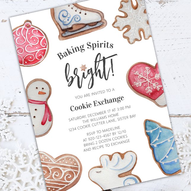 Christmas Cookie Exchange Baking Spirits Bright Invitation (Creator Uploaded)