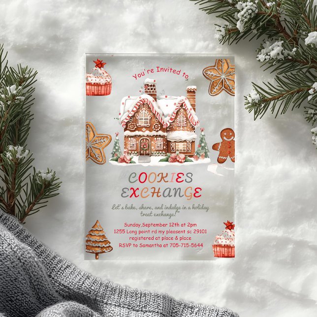 Christmas Cookie Exchange | Colourful Holiday  Acrylic Invitations (Creator Uploaded)