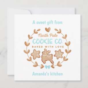 Christmas Cookie Exchange Gingerbread Blue Holiday Card