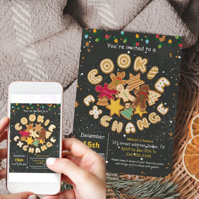 Christmas Cookie Exchange Gingerbread Party Invitation (Christmas Cookie Exchange Gingerbread Party Invitation)
