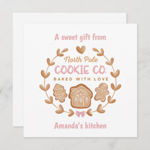 Christmas Cookie Exchange Gingerbread Pink Holiday Card