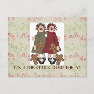 Christmas cookie exchange invitation postcard