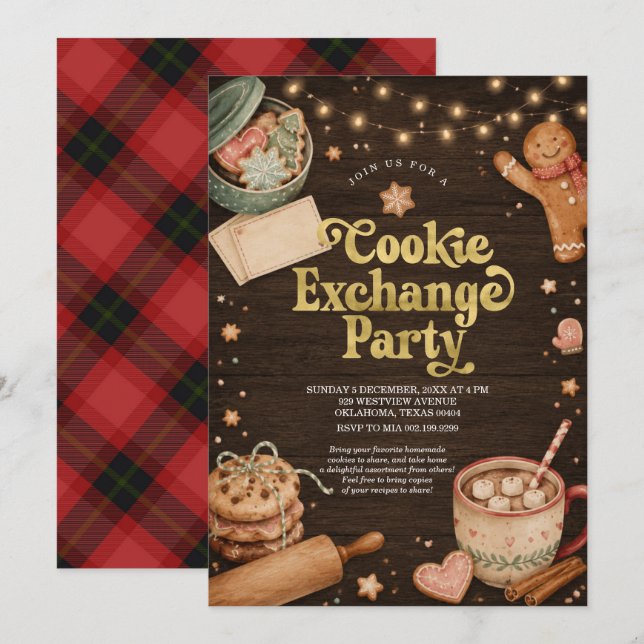 Christmas Cookie Exchange Party Cookie Swap Invitation (Front/Back)