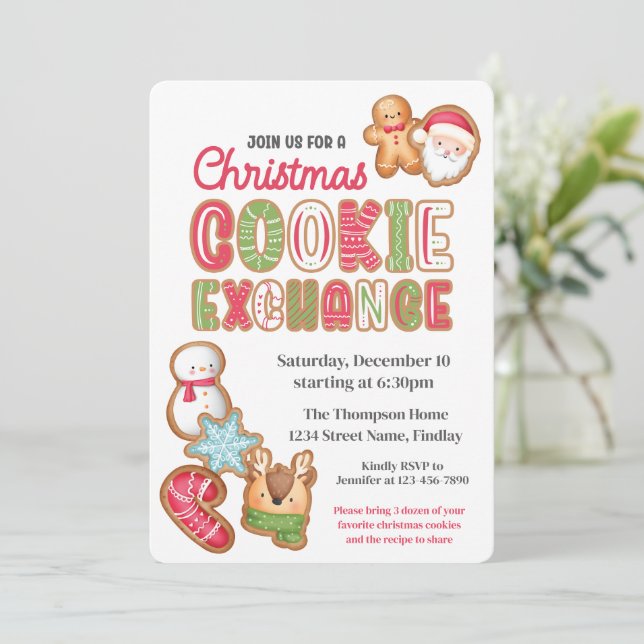 Christmas Cookie Exchange Party Event Invitation (Standing Front)