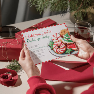 Christmas Cookie Exchange Party Festive Red Invitation