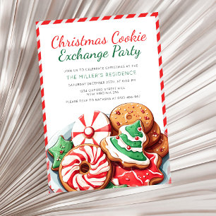 Christmas Cookie Exchange Party Festive Red  Invitation