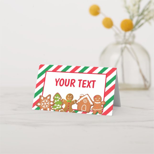 Christmas Cookie Exchange Party Food Tents  Place Card (Front)