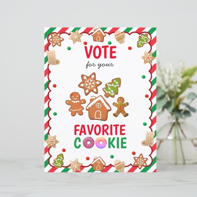 Christmas Cookie Exchange Party Game Cookie Ballot (Standing Front)