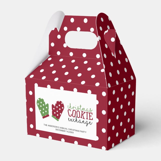 Christmas Cookie Exchange Party Holiday Oven Mitts Favour Box (Front Side)