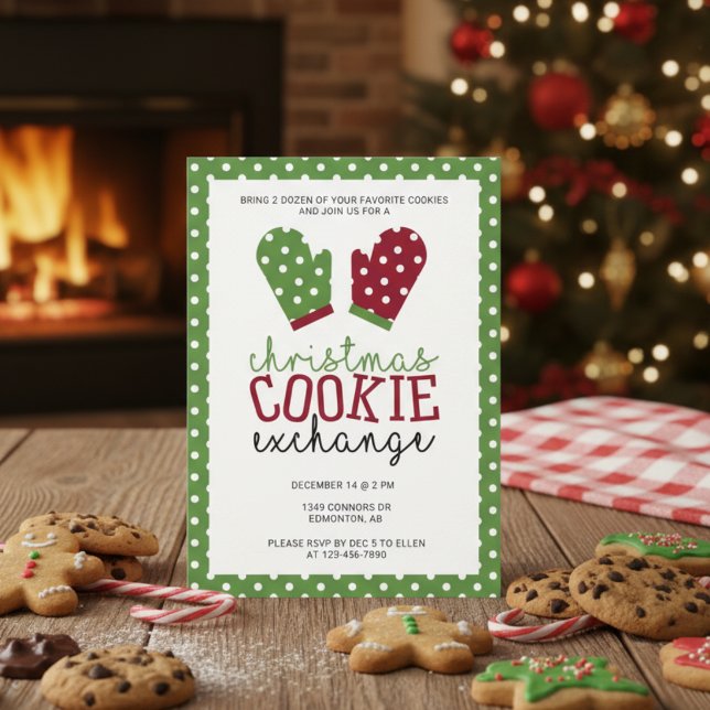 Christmas Cookie Exchange Party Holiday Oven Mitts Invitation (Creator Uploaded)