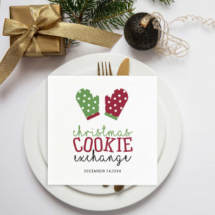 Christmas Cookie Exchange Party Holiday Oven Mitts Napkin