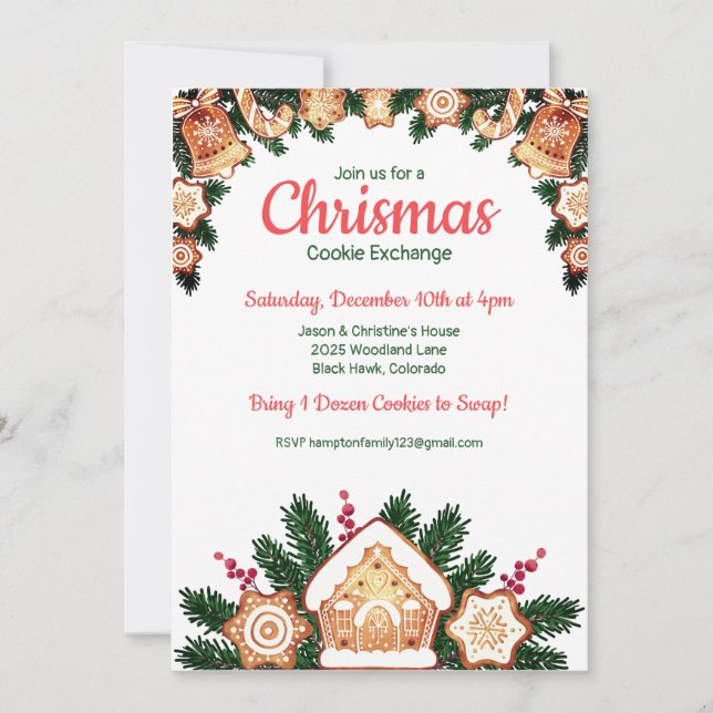 Christmas Cookie Exchange Party Invitation (Front)