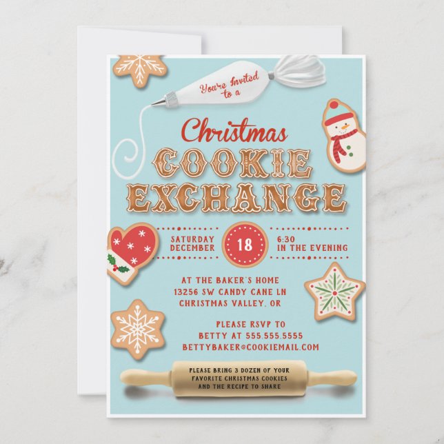 Christmas Cookie Exchange Party Invitation (Front)