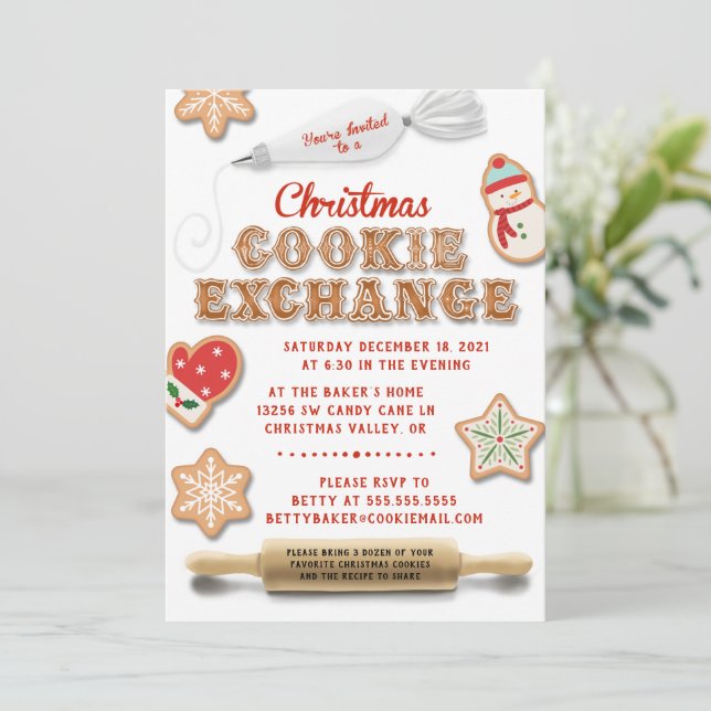 Christmas Cookie Exchange Party Invitation (Standing Front)