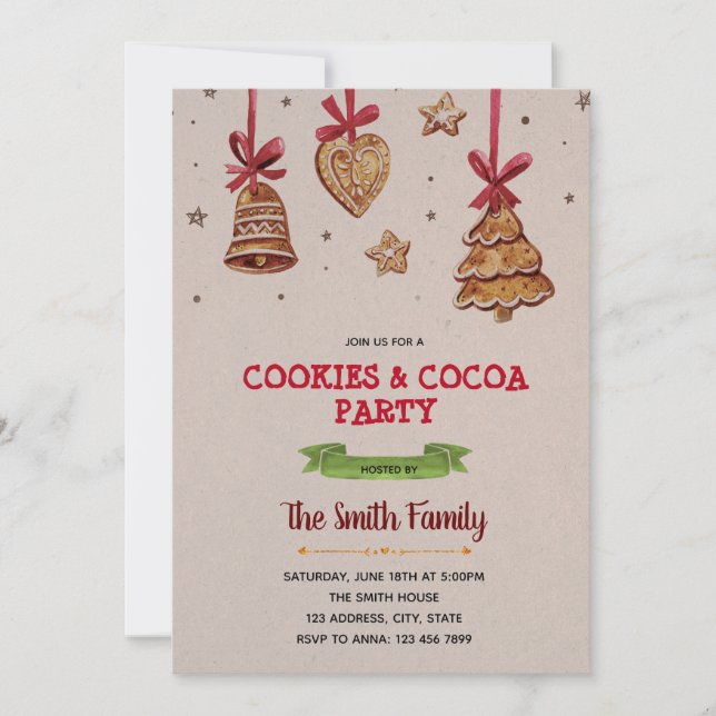 Christmas Cookie exchange party invitation (Front)