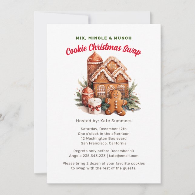 Christmas Cookie Exchange Party Invitation (Front)