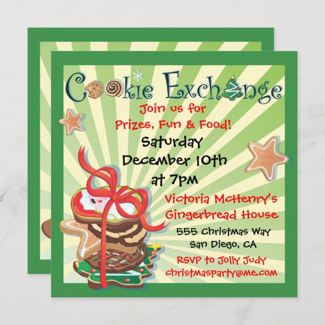 Christmas Cookie Exchange Party Invitation (Front/Back)