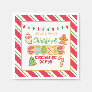 Christmas Cookie Exchange Party Napkin - White Bkd