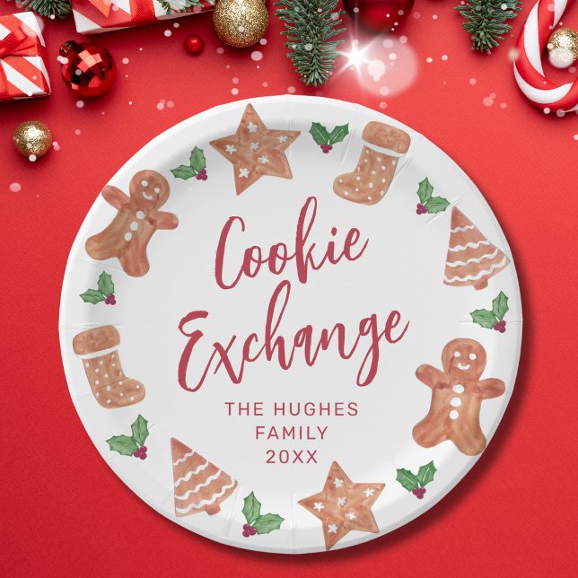 Christmas Cookie Exchange Party Paper Plate (Creator Uploaded)