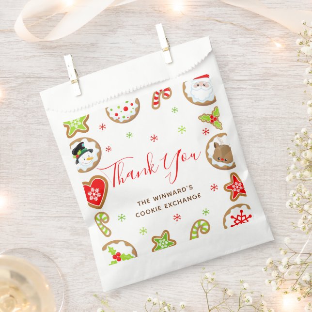 Christmas Cookie Exchange Party Red Thank You Favour Bag (Clipped)