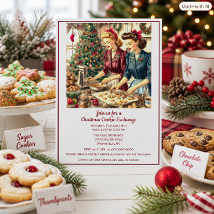 Christmas Cookie Exchange Retro Ladies Invitation