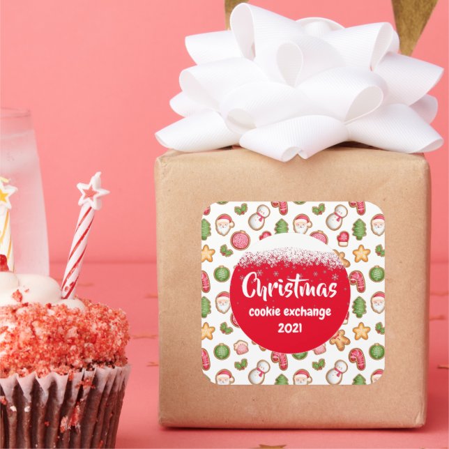 Christmas Cookie Exchange  Square Sticker (Party)