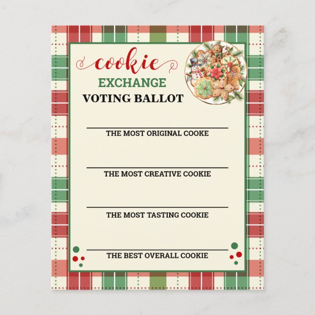 Christmas Cookie Exchange Voting Card (Front)