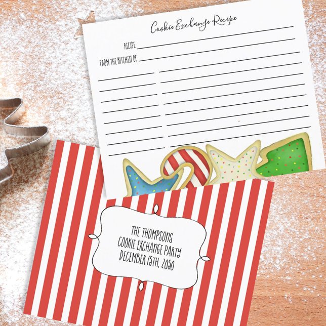 Christmas Cookie Exchange Whimsical Recipe Card (Creator Uploaded)
