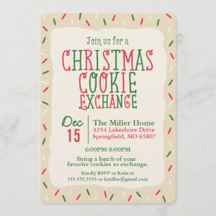 Christmas Cookie Exchange with Sprinkles Invitation