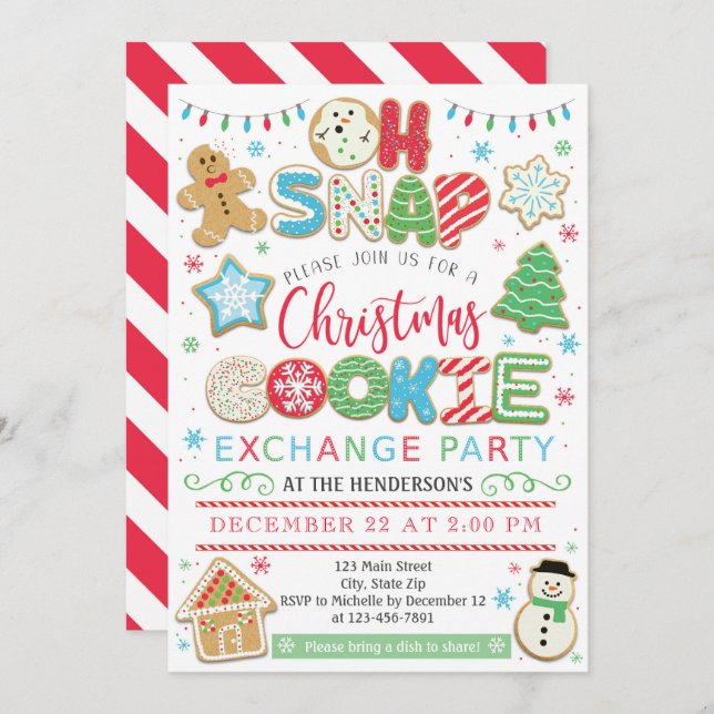 Christmas Cookie Exhange Party Invitation Holiday (Front/Back)
