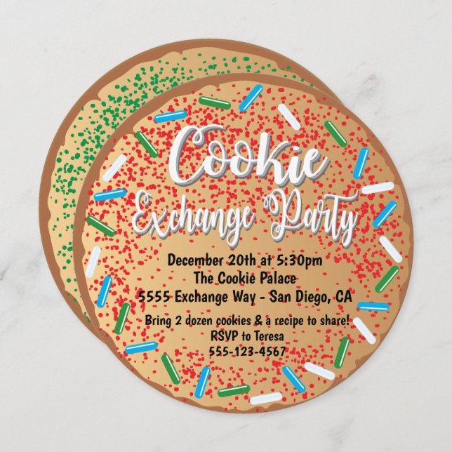 Christmas Cookie Exhange Party Invitations (Front/Back)