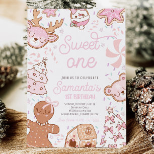 Christmas Cookie First Birthday Invitation