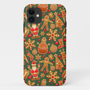 Christmas Cookie Fun Holiday Items on Green iPhone 11 Case