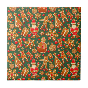 Christmas Cookie Fun Holiday Items on Green Ceramic Tile