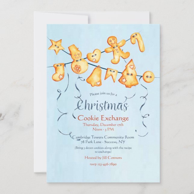 Christmas Cookie Garland Cookie Exchange Invitation (Front)