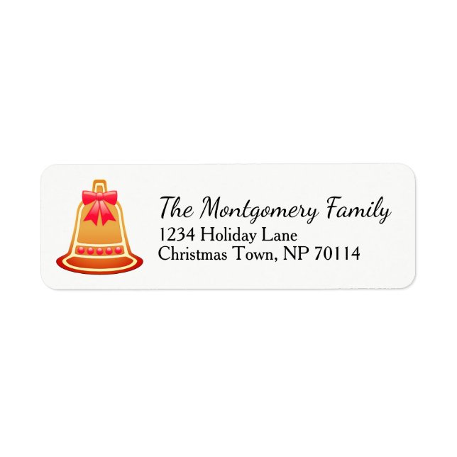 Christmas Cookie Gingerbread Bell | Personalised Return Address Label (Front)