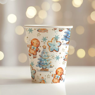 Christmas Cookie gingerbread man blue boy birthday Paper Cups