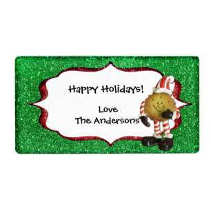 Christmas Cookie Glitter label - green