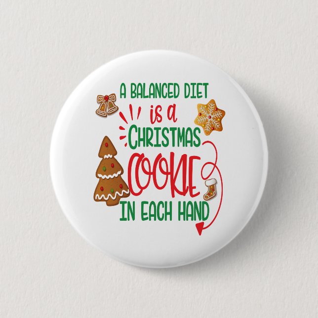 Christmas cookie in each hand 6 cm round badge (Front)