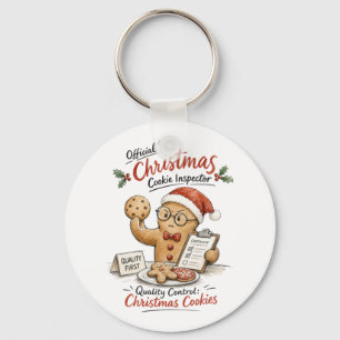 Christmas Cookie Inspector Watercolor Key Ring