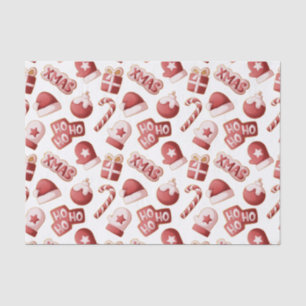 Christmas Cookie Mitten Santa Hat Candycane Patter Tissue Paper