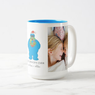Christmas Cookie Monster Grandpa - Photo Two-Tone Coffee Mug