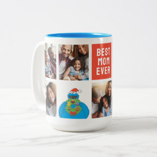 Christmas Cookie Monster Mom - Photo Collage Two-Tone Coffee Mug