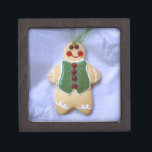 Christmas Cookie Ornament Keepsake Box<br><div class="desc">This adorable gingerbread man Christmas ornament will look fantastic on all your holiday gifts and cards,  including this wonderful keepsake jewellery box.!  Add your own custom holiday text,  or leave it blank.  It looks great either way!</div>