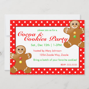 Christmas Cookie Party Gingerbread Polka Dots Invitation