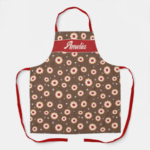Christmas Cookie Pattern Holiday Bakiing Name Apron